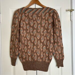 Joseph Le Bon Vintage Paisley Sweater Small Metallic Cottagecore Wool Mo…